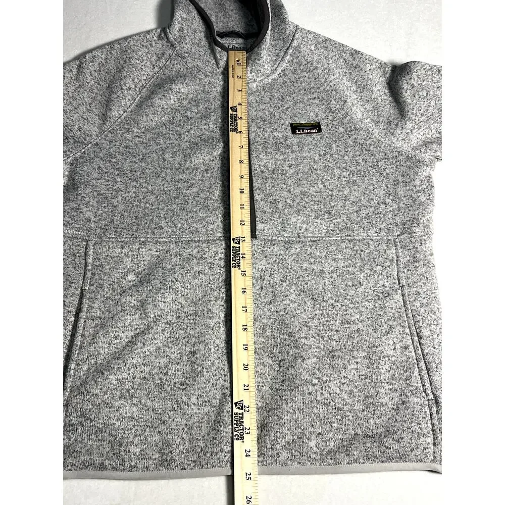 LL Bean Womens Sweater Fleece Pullover Hooded Grey Size L - Picture 6 of 8